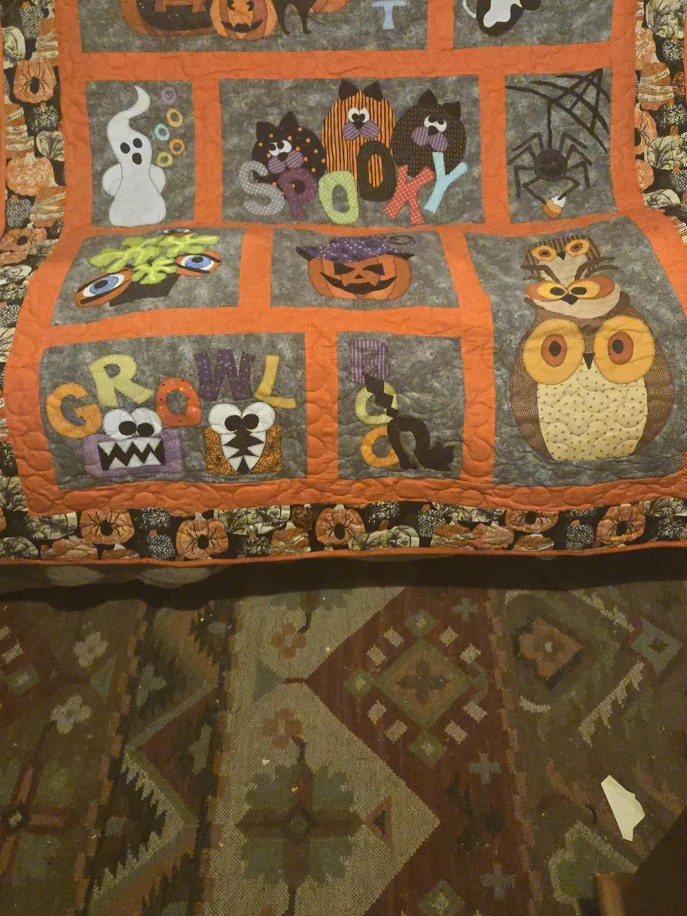 Contemporary Fall, Halloween Embroidered  Quilt